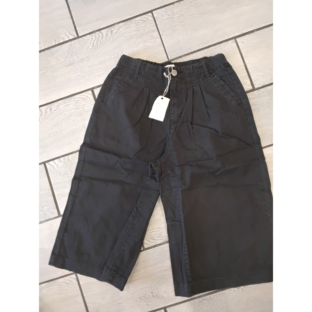 Easel Los Angeles Black Wide Leg Cropped Pants Pleated Elastic Waist Small NWT